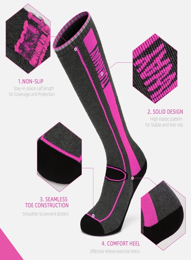 TurnWay 2-Pairs Ski Socks Over The Calf (OTC) for Skiing, Snowboarding, Winter Outdoor Activities for Men & Women (Purple, Small) - Image 2